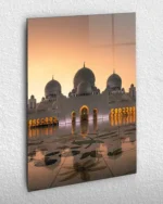 Şeyh Zayed Camii Gün Batımı Kırılmaz Temperli Cam Tablo