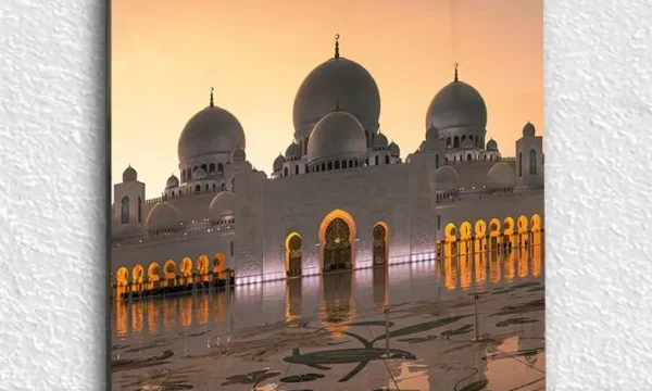 Şeyh Zayed Camii Gün Batımı Kırılmaz Temperli Cam Tablo