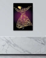 Semazen Figürlü Hat Sanatı Kırılmaz Temperli Cam Tablo - Görsel 4