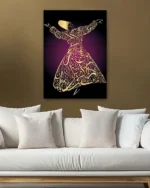 Semazen Figürlü Hat Sanatı Kırılmaz Temperli Cam Tablo - Görsel 5