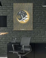 Muhammed İslam Kaligrafi Kahverengi ve Altın Çizgili Kırılmaz Temperli Cam Tablo - Görsel 6