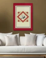 Muhammed Hat Sanatı Kırmızı ve Altın Çerçeveli Kırılmaz Temperli Cam Tablo - Görsel 5