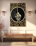 Muhammed Hat Sanatı Siyah ve Altın Desenli Kırılmaz Temperli Cam Tablo - Görsel 3