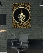 Muhammed Hat Sanatı Siyah ve Altın Desenli Kırılmaz Temperli Cam Tablo - Görsel 6