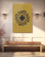 Vav Harfi ve Hat Sanatı Altın Tonlu Kırılmaz Temperli Cam Tablo - Görsel 3