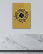 Vav Harfi ve Hat Sanatı Altın Tonlu Kırılmaz Temperli Cam Tablo - Görsel 4