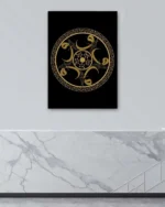 Vav Harfleri ile Geometrik Hat Sanatı Siyah Zemin Kırılmaz Temperli Cam Tablo - Görsel 4