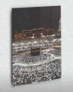 Kabe-i Şerif Gece Manzarası Kırılmaz Temperli Cam Tablo