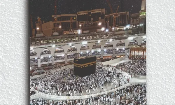 Kabe-i Şerif Gece Manzarası Kırılmaz Temperli Cam Tablo