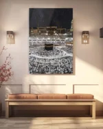Kabe-i Şerif Gece Manzarası Kırılmaz Temperli Cam Tablo - Görsel 3