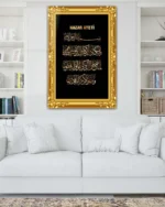 Altın Çerçeveli Nazar Ayeti Kırılmaz Temperli Cam Tablo - Görsel 2