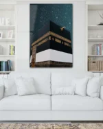 Yıldızlı Gece Kabe Manzarası Kırılmaz Temperli Cam Tablo - Görsel 2