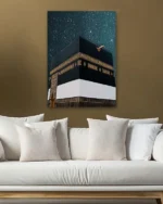 Yıldızlı Gece Kabe Manzarası Kırılmaz Temperli Cam Tablo - Görsel 5