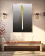 Kahverengi Zeminli Elif Harfi Kırılmaz Temperli Cam Tablo - Görsel 3