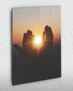 Gün Batımında Dua Silueti Kırılmaz Temperli Cam Tablo