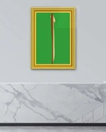 Altın Çerçeveli Yeşil Zeminli Elif Harfi Kırılmaz Temperli Cam Tablo - Görsel 4