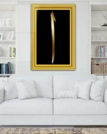 Altın Çerçeveli Siyah Zeminli Elif Harfi Kırılmaz Temperli Cam Tablo - Görsel 2