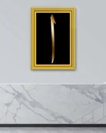 Altın Çerçeveli Siyah Zeminli Elif Harfi Kırılmaz Temperli Cam Tablo - Görsel 4