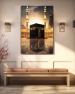 Bismillah Yazılı Kabe ve Mescid-i Haram Manzaralı Kırılmaz Temperli Cam Tablo - Görsel 3