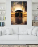 Kabe ve Mescid-i Haram Gece Manzaralı Kırılmaz Temperli Cam Tablo - Görsel 2