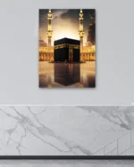 Kabe ve Mescid-i Haram Gece Manzaralı Kırılmaz Temperli Cam Tablo - Görsel 4
