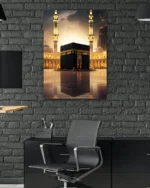 Kabe ve Mescid-i Haram Gece Manzaralı Kırılmaz Temperli Cam Tablo - Görsel 6