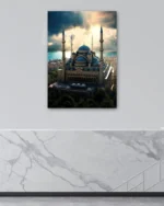 Gün Batımında Mavi Kubbeli Camii Kırılmaz Temperli Cam Tablo - Görsel 4