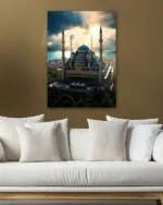 Gün Batımında Mavi Kubbeli Camii Kırılmaz Temperli Cam Tablo - Görsel 5