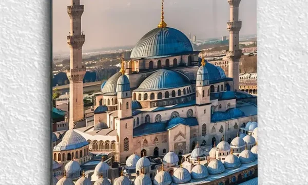 Mavi Kubbeli Büyük Cami Kırılmaz Temperli Cam Tablo
