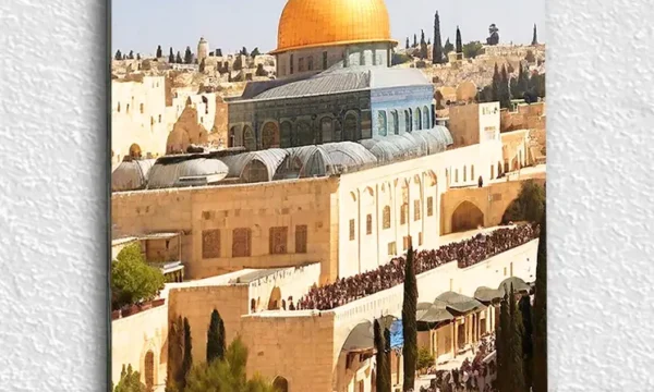 Altın Kubbeli Mescid-i Aksa Kırılmaz Temperli Cam Tablo