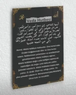 Veda Hutbesi Siyah Zemin Kırılmaz Temperli Cam Tablo
