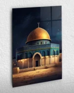 Mescid-i Aksa Gece Manzarası Kırılmaz Temperli Cam Tablo