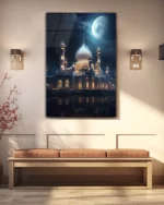 Gece Işığında Camii Kırılmaz Temperli Cam Tablo - Görsel 3