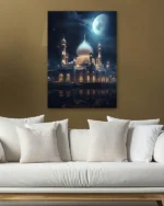Gece Işığında Camii Kırılmaz Temperli Cam Tablo - Görsel 5