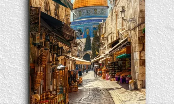 Eski Çarşı ve Kubbet-üs-Sahra Kırılmaz Temperli Cam Tablo