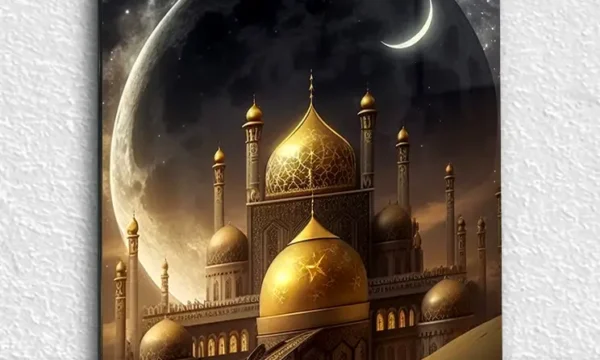 Altın Kubbe ve Hilal Kırılmaz Temperli Cam Tablo