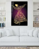 Semazen Hat Sanatı Kırılmaz Temperli Cam Tablo - Görsel 2