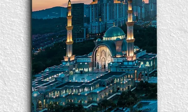 Şehir ve Cami Kırılmaz Temperli Cam Tablo