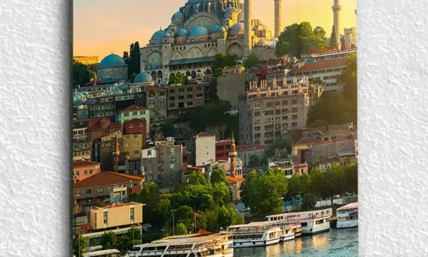 Süleymaniye Camii ve Boğaz Manzarası Kırılmaz Temperli Cam Tablo