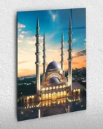Şehir Manzarasında Aydınlık Cami Kırılmaz Temperli Cam Tablo