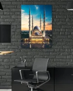 Şehir Manzarasında Aydınlık Cami Kırılmaz Temperli Cam Tablo - Görsel 6