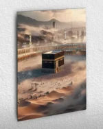 Kabe ve Mekke Manzarası Kırılmaz Temperli Cam Tablo