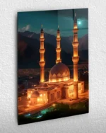 Gece Aydınlatmalı Cami Kırılmaz Temperli Cam Tablo