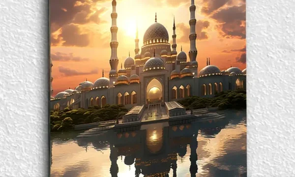 Gün Batımında Camii Manzarası Kırılmaz Temperli Cam Tablo