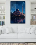 Gece Manzaralı Camii Kırılmaz Temperli Cam Tablo - Görsel 2