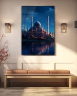 Gece Manzaralı Camii Kırılmaz Temperli Cam Tablo - Görsel 3