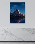Gece Manzaralı Camii Kırılmaz Temperli Cam Tablo - Görsel 4