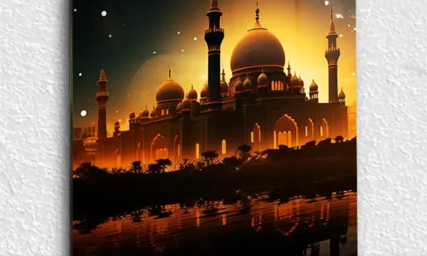 Gün Batımında Camii Kırılmaz Temperli Cam Tablo