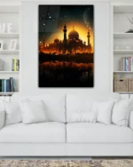 Gün Batımında Camii Kırılmaz Temperli Cam Tablo - Görsel 2