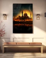 Gün Batımında Camii Kırılmaz Temperli Cam Tablo - Görsel 3
